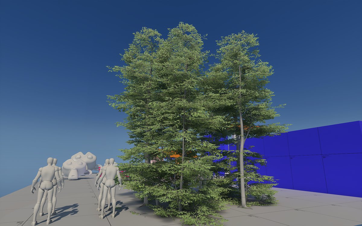 Dense instanced foliage lit by Spectral in Unreal Engine